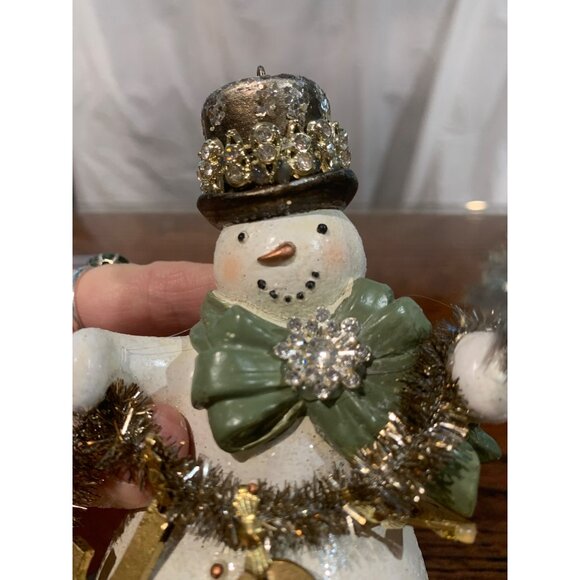 Vtg-Style Demdaco Sparkle Joy Snowman Ornament Glitter Rhinestone NWT - Picture 4 of 7